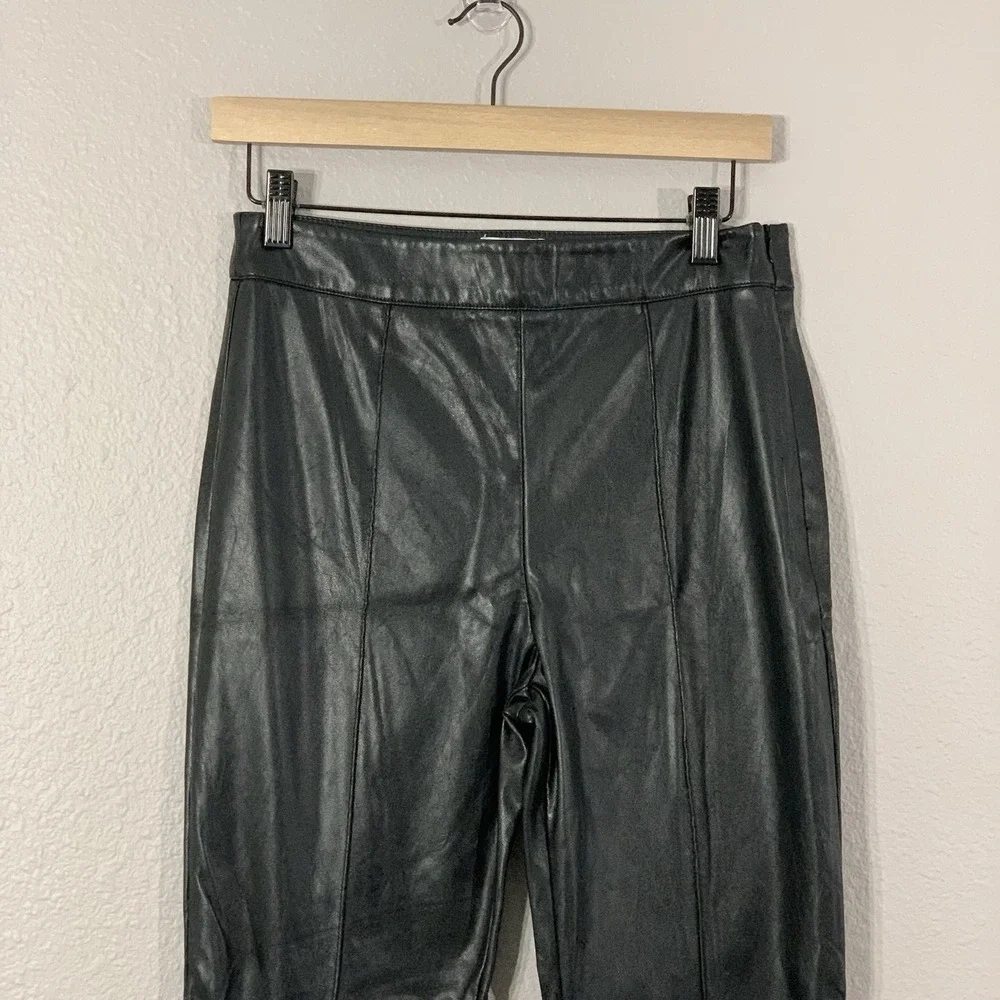 Princess Polly Size 6 Black Faux Leather High Waisted Side Zip Wide‎ Leg Pants